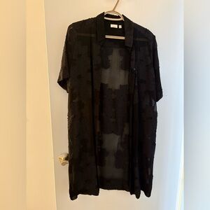 Wilfred Black Sheer Floral Appliqué Cardigan